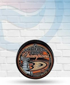 InGlassCo 2007 Stanley Cup Champions Anaheim Ducks Unsigned Logo Puck Collectibles