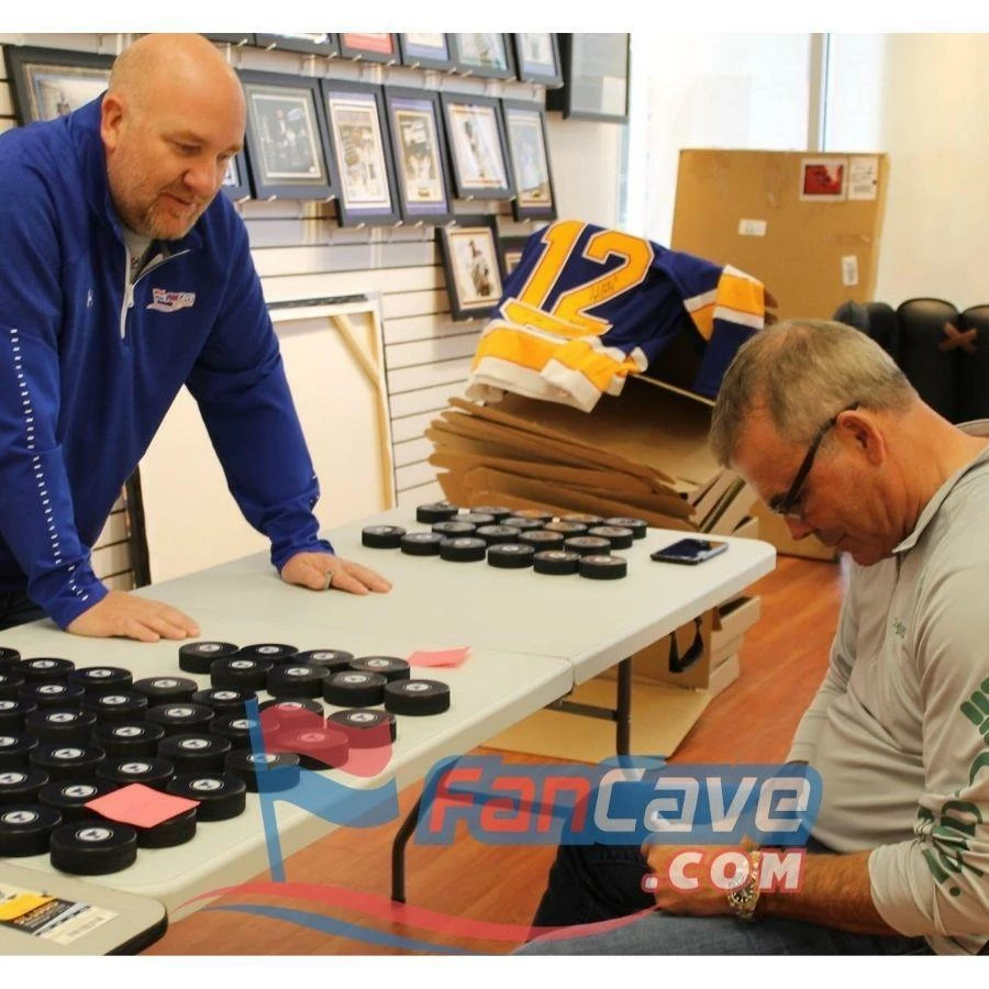 Fan Cave Sports Adam Oates St Louis Blues Autographed Logo Puck - COA 2 Fan Cave Sports Adam Oates St Louis Blues Autographed Logo Puck - COA