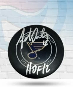Fan Cave Sports Autographed Memorabilia Adam Oates St Louis Blues Autographed Official Game Puck W/ "HOF 12" Inscription - COA