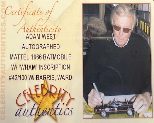 Fan Cave Sports Adam West Burt Ward & George Barris Autographed 1966 Mattel Batmobile #42/100 Autographed Memorabilia 4 Fan Cave Sports Adam West Burt Ward & George Barris Autographed 1966 Mattel Batmobile #42/100 Autographed Memorabilia