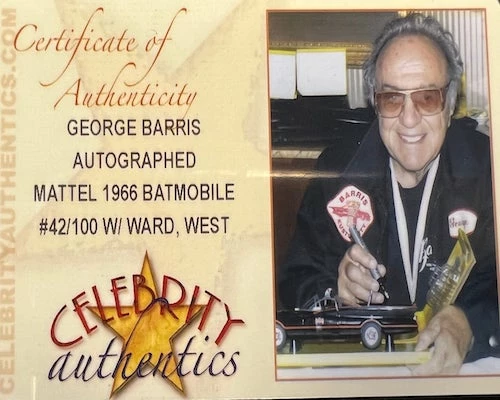 Fan Cave Sports Adam West Burt Ward & George Barris Autographed 1966 Mattel Batmobile #42/100 Autographed Memorabilia 6 Fan Cave Sports Adam West Burt Ward & George Barris Autographed 1966 Mattel Batmobile #42/100 Autographed Memorabilia
