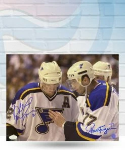 Fan Cave Sports Autographed Memorabilia Al MacInnis Pierre Turgeon St Louis Blues Dual Autographed 11x14 Photo - JSA