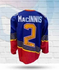 Fan Cave Sports Al MacInnis St Louis Blues Autographed Blue CCM 90's Jersey With Inscription - JSA