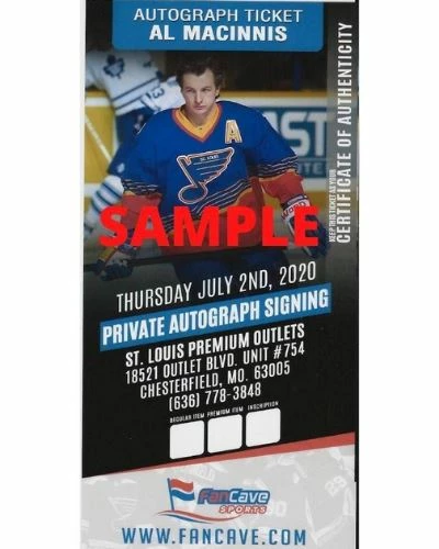 Fan Cave Sports Al MacInnis St Louis Blues Autographed Shooting 8x10 Photo - COA 3 Fan Cave Sports Al MacInnis St Louis Blues Autographed Shooting 8x10 Photo - COA