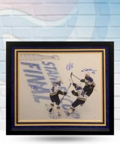 Fan Cave Sports Autographed Memorabilia Alex Pietrangelo, Carl Gunnarsson And Ivan Barbashev St Louis Blues Triple Autographed Framed 16x20 - JSA
