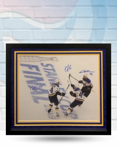 Fan Cave Sports Autographed Memorabilia Alex Pietrangelo, Carl Gunnarsson And Ivan Barbashev St Louis Blues Triple Autographed Framed 16x20 - JSA 1 Fan Cave Sports Autographed Memorabilia Alex Pietrangelo, Carl Gunnarsson And Ivan Barbashev St Louis Blues Triple Autographed Framed 16x20 - JSA