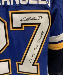 Fan Cave Sports Autographed Memorabilia Alex Pietrangelo St Louis Blues Autographed Adidas Home Jersey With Inscription And Champs Patch - JSA