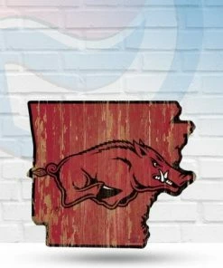 WinCraft Arkansas Razorbacks State Shaped Wooden Sign