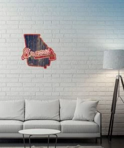 WinCraft Atlanta Braves State Shaped Wooden Sign Wall Signs