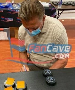 Fan Cave Sports Bernie Federko St Louis Blues Autographed Logo Puck - COA Autographed Memorabilia