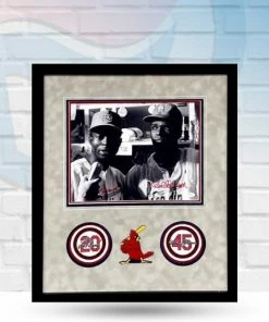 Fan Cave Sports Autographed Memorabilia Bob Gibson And Lou Brock St Louis Cardinals Autographed Framed 11x14 With Patches - JSA