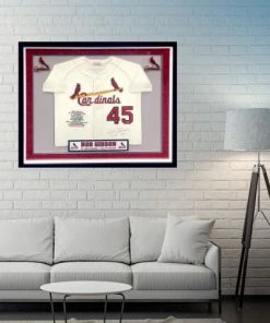 Fan Cave Sports Bob Gibson St Louis Cardinals Autographed Framed Mitchell And Ness Stat Jersey W/ HOF 81 Inscription - COA Autographed Memorabilia