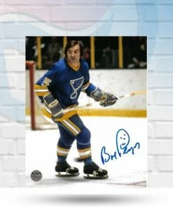 Fan Cave Sports Bob Plager St Louis Blues Autographed Light Blue Jersey 8x10 Photo - COA