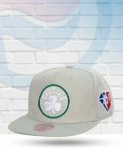 Mitchell & Ness Hats Boston Celtics Mitchell And Ness 75th Anniversary Side Patch Snapback Hat
