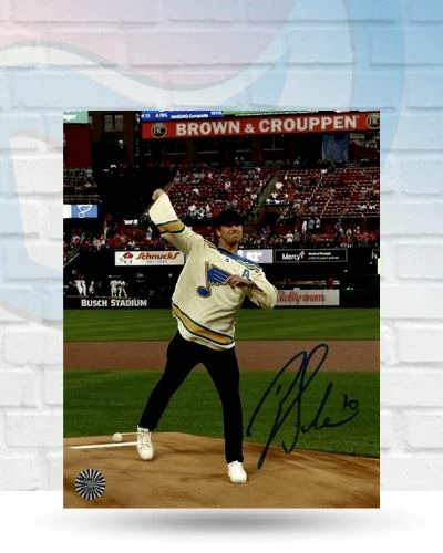 Fan Cave Sports Autographed Memorabilia Brayden Schenn St Louis Blues Autographed 1st Pitch 8x10 Photo - COA 1 Fan Cave Sports Autographed Memorabilia Brayden Schenn St Louis Blues Autographed 1st Pitch 8x10 Photo - COA