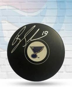 Fan Cave Sports Brayden Schenn St Louis Blues Autographed Logo Puck - COA Autographed Memorabilia