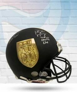 Fan Cave Sports Autographed Memorabilia Brett Favre And Peyton Manning Dual Autographed Authentic 70k Passing Yards/500 Passing Touchdowns Helmet W/ Inscriptions - COA