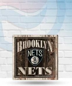WinCraft Brooklyn Nets Wooden Magnet 3" X 3"
