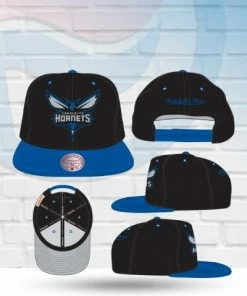 Mitchell & Ness Hats Charlotte Hornets Mitchell And Ness Black Royalty Snapback Hat
