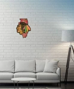 WinCraft Chicago Blackhawks State Shaped Wooden Sign Wall Signs