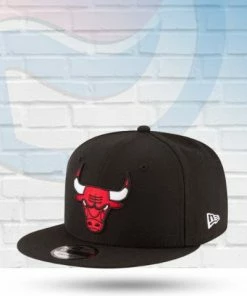 New Era Hats Chicago Bulls Black 9FIFTY Snapback Hat