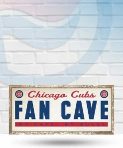 Wincraft Wall Signs Chicago Cubs 8" X 17" Fan Cave Wooden Sign