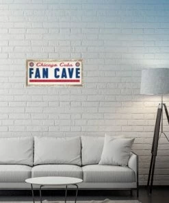Wincraft Wall Signs Chicago Cubs 8" X 17" Fan Cave Wooden Sign