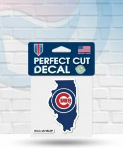 WinCraft Decals Chicago Cubs Illinois State Shape Perfect Cut Decal 4" X 4"
