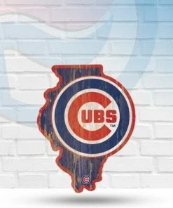 WinCraft Chicago Cubs State Shaped Wooden Sign