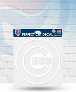 Michigan Chicago Cubs White Perfect Cut Decal 8" X 8"