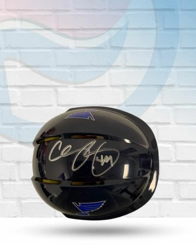 Fan Cave Sports Chris Pronger Autographed St Louis Blues Mini Replica Helmet - Navy - JSA Autographed Memorabilia 1 Fan Cave Sports Chris Pronger Autographed St Louis Blues Mini Replica Helmet - Navy - JSA Autographed Memorabilia