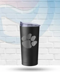 Logo Brands Clemson Tigers 20oz Black Powder Coat Tumbler Drinkware