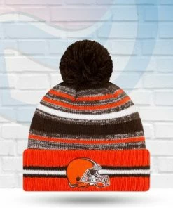 New Era Hats Cleveland Browns 2021 Sideline Sport Knit Pom Beanie