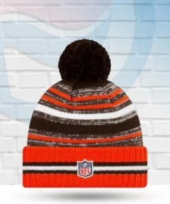 New Era Hats Cleveland Browns 2021 Sideline Sport Knit Pom Beanie