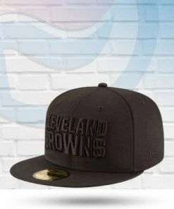 New Era Cleveland Browns Black On Black 59FIFTY Fitted Hat Hats