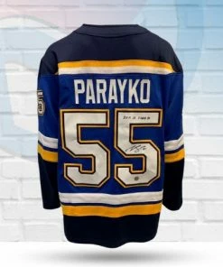 Fan Cave Sports Colton Parayko St Louis Blues Autographed Fanatics Home Jersey With Inscription - COA Autographed Memorabilia