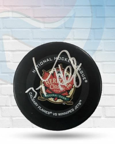 Fan Cave Sports Connor Hellebuyck Winnipeg Jets Autographed 2019 Heritage Classic Puck - COA