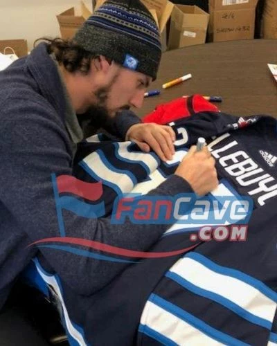 Fan Cave Sports Connor Hellebuyck Winnipeg Jets Autographed Home Adidas Jersey - COA 3 Fan Cave Sports Connor Hellebuyck Winnipeg Jets Autographed Home Adidas Jersey - COA