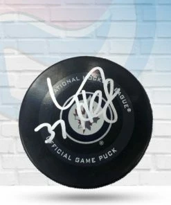 Fan Cave Sports Connor Hellebuyck Winnipeg Jets Autographed Official Game Puck - COA Autographed Memorabilia