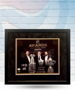 Fan Cave Sports Craig Berube, Doug Armstrong And Ryan O'Reilly St Louis Blues Triple Autographed Framed 11x14 - JSA Autographed Memorabilia