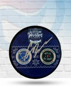 Fan Cave Sports Craig Berube St Louis Blues Autographed 2022 Winter Classic Dueling Logo Puck- COA Autographed Memorabilia