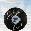Fan Cave Sports Autographed Memorabilia Craig Berube St Louis Blues Autographed Blues Logo Puck W/ "Chief" Inscription - COA