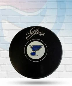 Fan Cave Sports Dakota Joshua St Louis Blues Autographed Logo Puck - COA Autographed Memorabilia