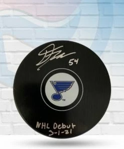 Fan Cave Sports Autographed Memorabilia Dakota Joshua St Louis Blues Autographed Logo Puck With Inscription - COA