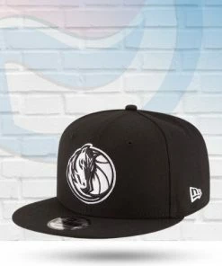 New Era Hats Dallas Mavericks Black And White 9FIFTY Snapback Hat