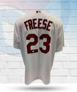 Fan Cave Sports David Freese St Louis Cardinals Autographed Majestic Replica Jersey With Inscription - JSA Autographed Memorabilia
