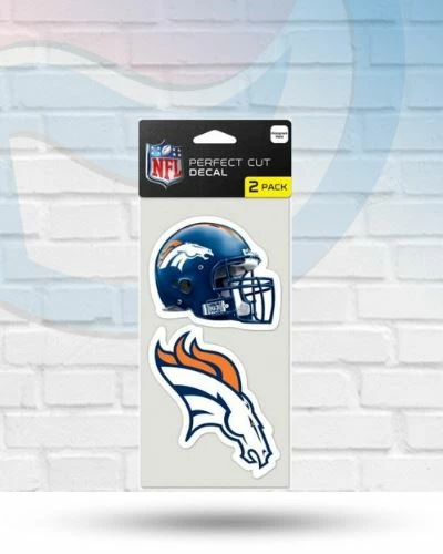 WinCraft Denver Broncos Helmet And Logo Set Of Two Perfect Cut Decals 4" X 4" 1 WinCraft Denver Broncos Helmet And Logo Set Of Two Perfect Cut Decals 4" X 4"