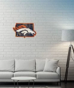 WinCraft Wall Signs Denver Broncos State Shaped Wooden Sign
