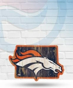 WinCraft Wall Signs Denver Broncos State Shaped Wooden Sign