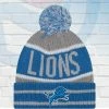New Era Hats Detroit Lions Banner Block Stripe Knit Pom Beanie